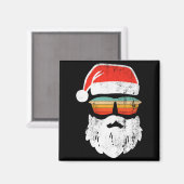 Santa Face Retro Sungles Christmas Xmas Magnet (Vorderseite/Rückseite)