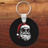 Santa Face Retro Sungles Christmas Xmas Men Schlüsselanhänger (Vorderseite)