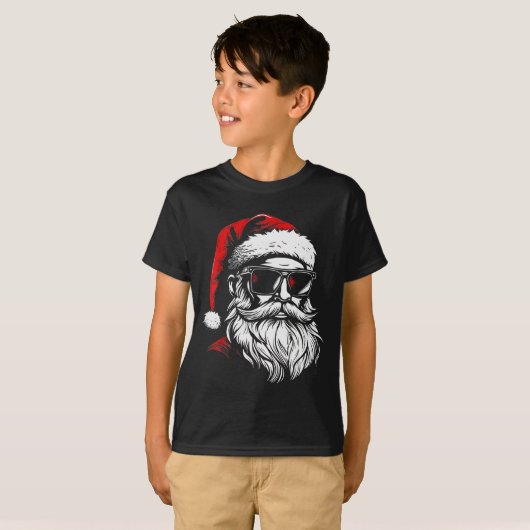 Santa Face Retro Sungles Christmas Xmas Men T-Shirt (Vorne ganz)