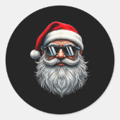 Santa Face Retro Sungles Christmas Xmas Men Women Runder Aufkleber (Vorderseite)