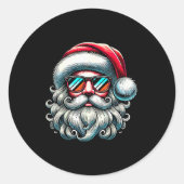 Santa Face Retro Sungles Christmas Xmas Runder Aufkleber (Vorderseite)