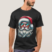 Santa Face Retro Sungles Christmas Xmas T-Shirt (Vorderseite)