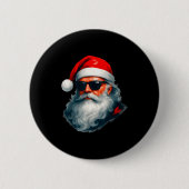 Santa Face Retro Sungles Funny Christmas Pajama Me Button (Vorderseite)