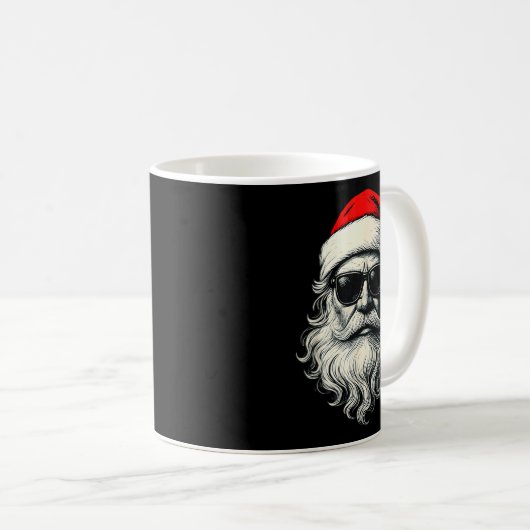 Santa Face Retro Sungles Funny Christmas Pajama Me Kaffeetasse (VorderseiteRechts)