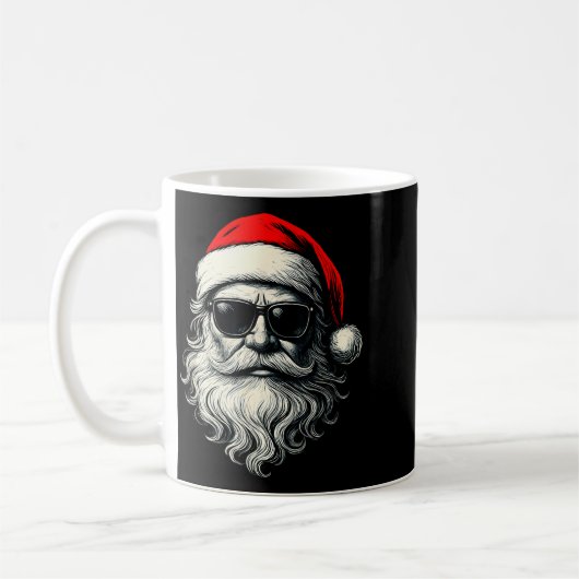 Santa Face Retro Sungles Funny Christmas Pajama Me Kaffeetasse (Links)