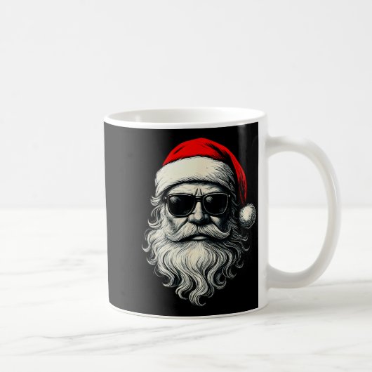 Santa Face Retro Sungles Funny Christmas Pajama Me Kaffeetasse (Rechts)