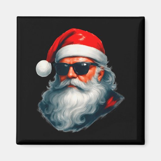 Santa Face Retro Sungles Funny Christmas Pajama Me Magnet (Vorne)