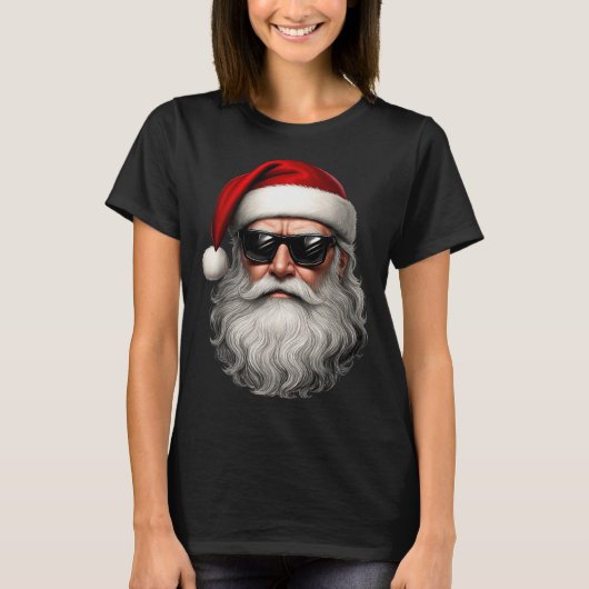 Santa Face Retro Sungles Funny Christmas Pajama Me T-Shirt (Vorderseite)