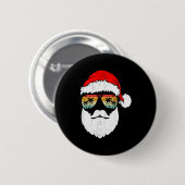 Santa Face Retro Sungles Hawaiian Christmas Xmas T Button (Vorne & Hinten)