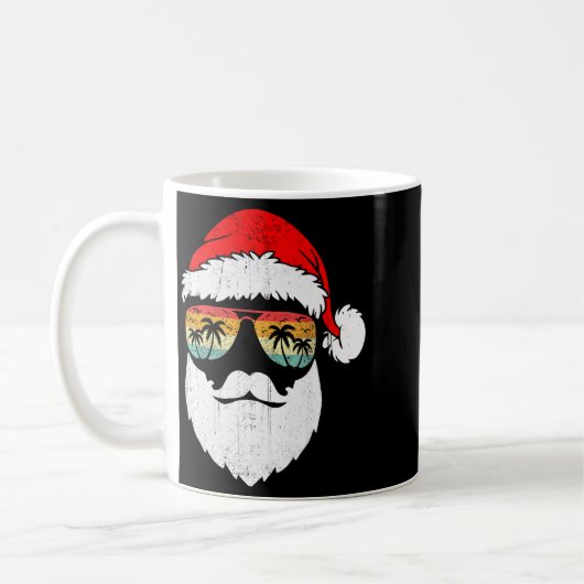 Santa Face Retro Sungles Hawaiian Christmas Xmas T Kaffeetasse (Links)