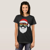 Santa Face Retro Sungles Hawaiian Christmas Xmas T T-Shirt (Vorne ganz)