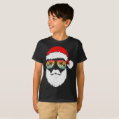 Santa Face Retro Sungles Hawaiian Christmas Xmas T T-Shirt (Vorne ganz)