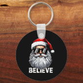 Santa Face Sungles Believe Christmas Shirts For Bo Schlüsselanhänger (Vorderseite)