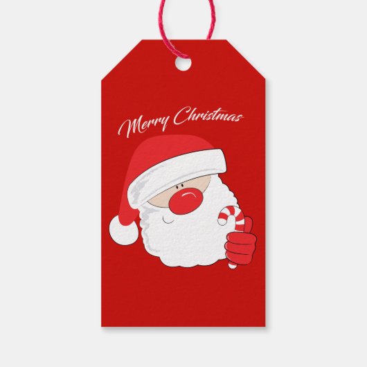 Santa Face - weißer Text. Geschenkanhänger (Rückseite)