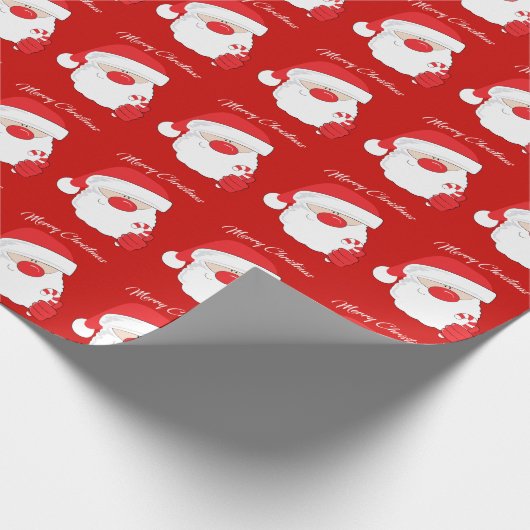 Santa Face - weißer Text. Geschenkpapier (Ecke)