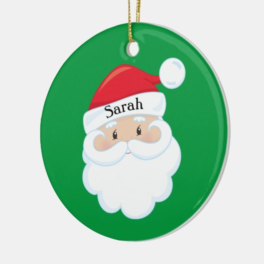 Santa Face with Name on Cap Keramik Ornament (Links)