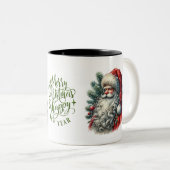 Santa Faces Frohe Weihnachten und glückliches Neue Zweifarbige Tasse (VorderseiteRechts)