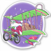 Santa-Fahrrad-Flugzeug Aufkleber (Vorderseite)