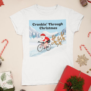 Santa fährt mit Rentieren durch die Berge Rad T-Shirt