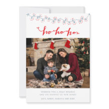 Santa Family Foto Karierte Weihnachtskarte