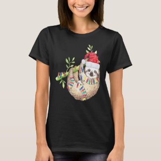 Santa Faultier Weihnachtsbeleuchtung Faultier   Fa T-Shirt