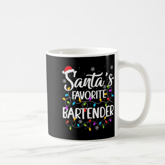 Santa Favorite Bartender Christmas Lights Funny Xm Kaffeetasse (Rechts)