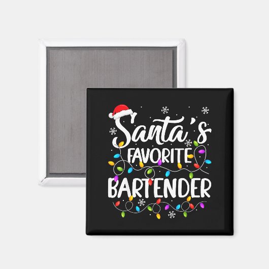 Santa Favorite Bartender Christmas Lights Funny Xm Magnet (Vorderseite/Rückseite)