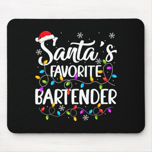 Santa Favorite Bartender Christmas Lights Funny Xm Mousepad (Vorne)