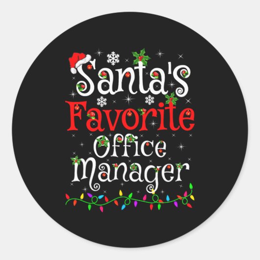 Santa Favorite Office Manager Christmas Family Fun Runder Aufkleber (Vorderseite)