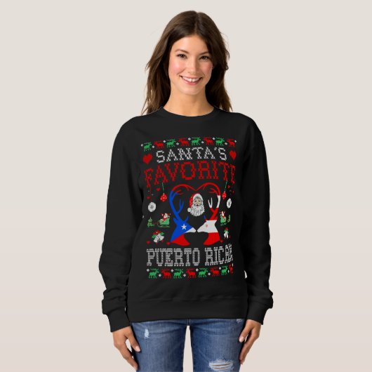 Santa Favorite Puerto Rican Weihnachtsgeschenk Ugl Sweatshirt (Vorne ganz)