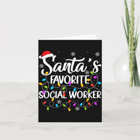 Santa Favorite Social Worker Christmas Lights Fami Karte (Vorderseite)