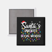 Santa Favorite Social Worker Christmas Lights Fami Magnet (Vorderseite/Rückseite)