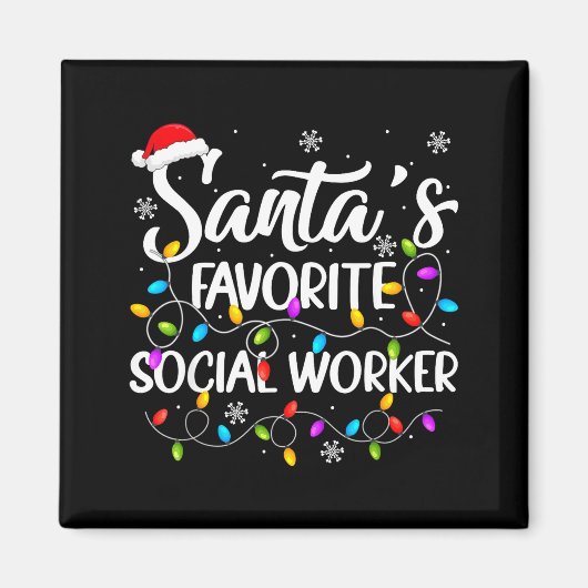 Santa Favorite Social Worker Christmas Lights Fami Magnet (Vorne)