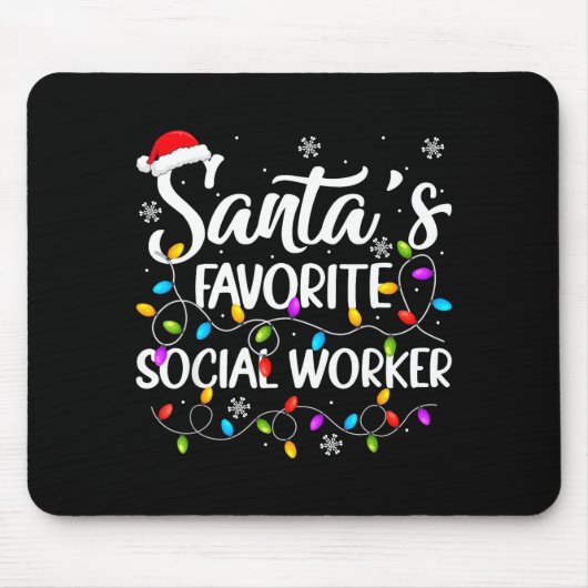 Santa Favorite Social Worker Christmas Lights Fami Mousepad (Vorne)