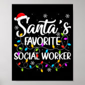 Santa Favorite Social Worker Christmas Lights Fami Poster (Vorne)