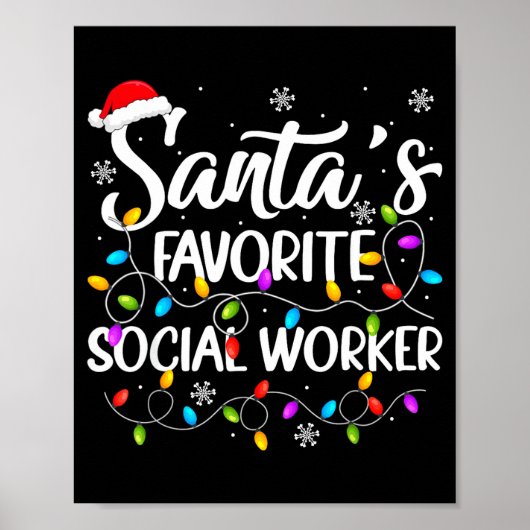 Santa Favorite Social Worker Christmas Lights Fami Poster (Vorne)