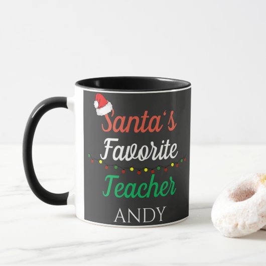 Santa Favorite Teacher Frohe Weihnachtslehrer Tasse (Mit Donut)