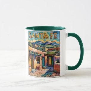 Santa Fe Adobe Häuser im Stil von Van Goghs Sterne Tasse