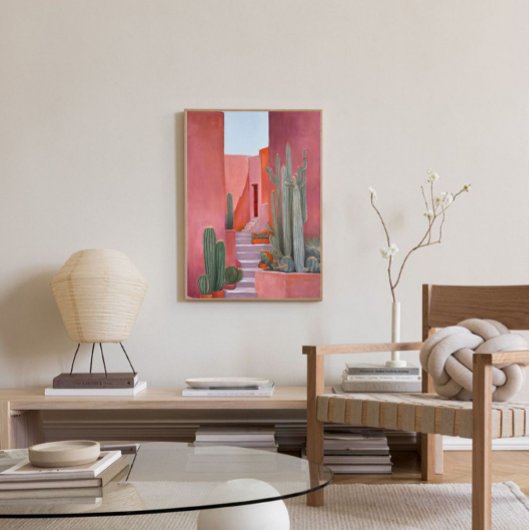 Santa Fe Cacti Boho Poster Leinwanddruck