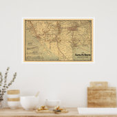 Santa Fé Eisenbahnstrecke Karte 1888 Poster (Küche)