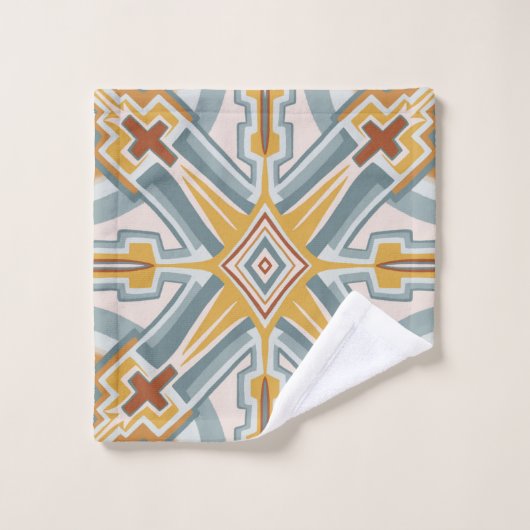 Santa Fe Geometric Tile Pattern Badhandtuch Set (Waschlappen)