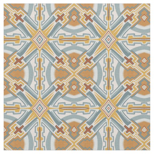 Santa Fe Geometric Tile Pattern Stoff (Nahaufnahme)