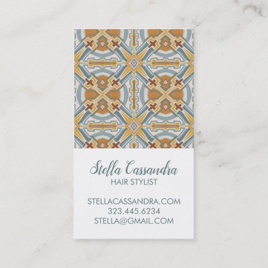 Santa Fe Geometric Tile Pattern Visitenkarte (Rückseite)