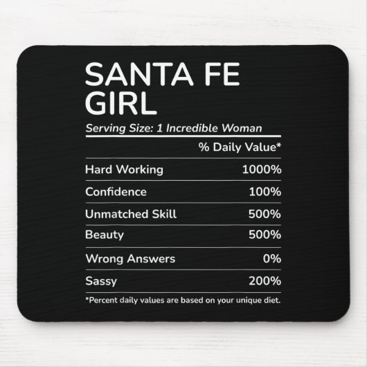Santa Fe Girl Funny New Mexico Hometown Mousepad (Vorne)