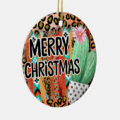 Santa Fe Merry Christmas Serape und Cactus Keramik Ornament (Rechts)