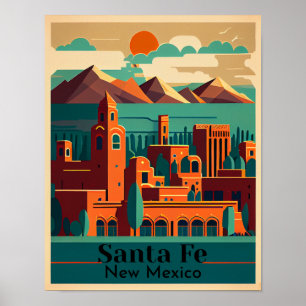 Santa Fe Minimalistische Kubistische Kunst Poster