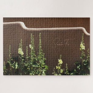 Santa Fe New Mexico Adobe & Hollyhocks Landschaftl Puzzle