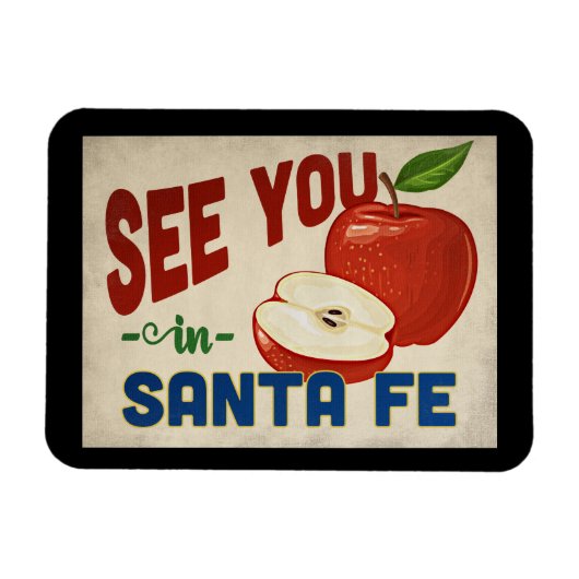 Santa Fe New Mexico Apple - Vintage Travel Magnet (Horizontal)