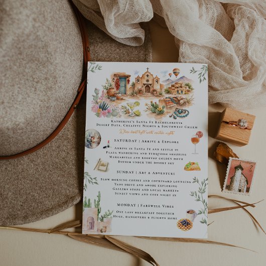 Santa Fe New Mexico Bachelorette Weekend Itinerary Einladung