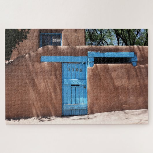 Santa Fe New Mexico Blue Door Landschaftlich Puzzle (Horizontal)